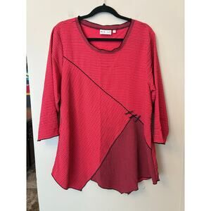 Habitat Clothes to Live in Red and Black Geometric Tunic Top Lagen Artsy Large